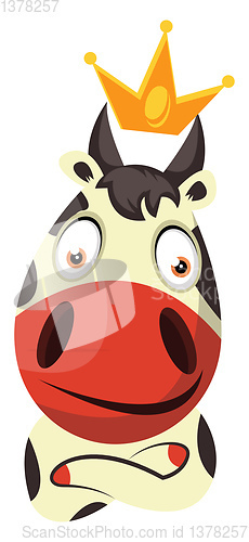 Image of Cow with a crown on head, illustration, vector on white backgrou