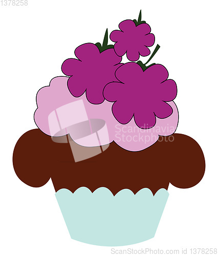 Image of Image of blackberry cake with topping, vector or color illustrat