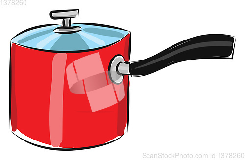 Image of Red pan, vector or color illustration.