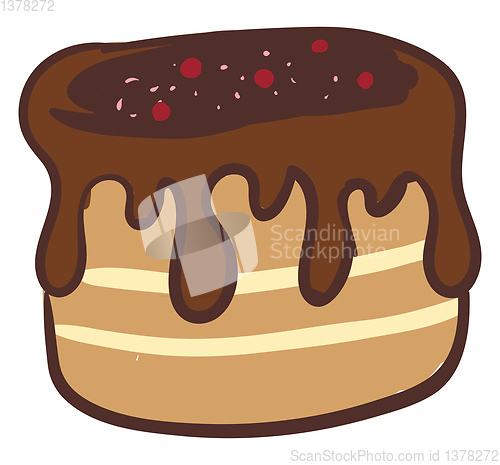 Image of Image of chocolate cake, vector or color illustration.