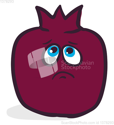 Image of Sad pomegranate, vector or color illustration.