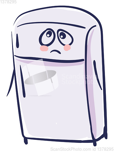 Image of Sorrowful fridge, vector or color illustration.