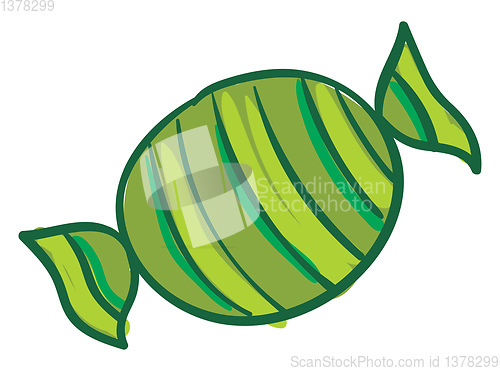 Image of Candy in green wrapper, vector or color illustration.