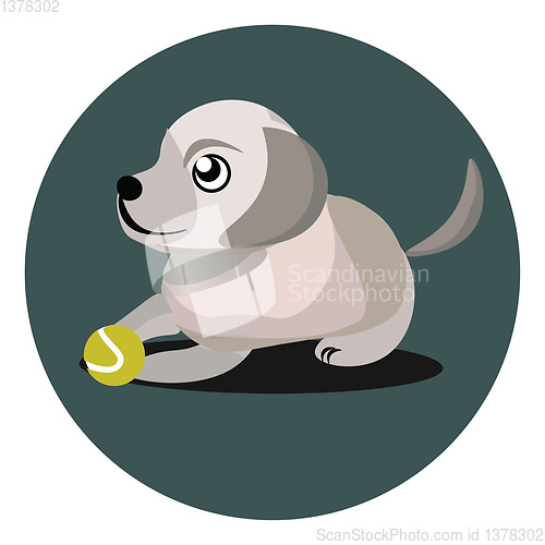 Image of Puppy with ball, vector or color illustration.