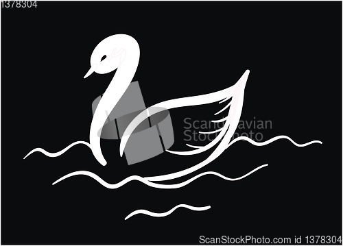 Image of Swan silhouette image/White swan over black background viewed fr