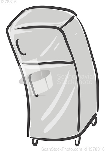 Image of Gray fridge, vector or color illustration.