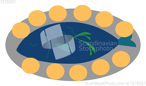 Image of Gefilte fish, vector or color illustration.