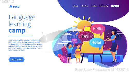 Image of Computer programming camp concept landing page.