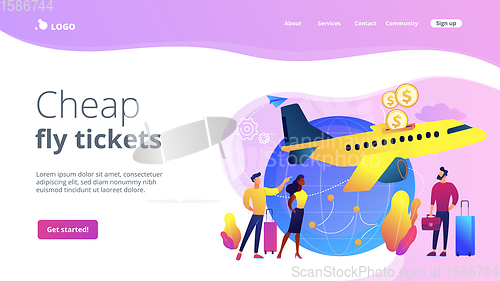 Image of Low cost flights concept landing page