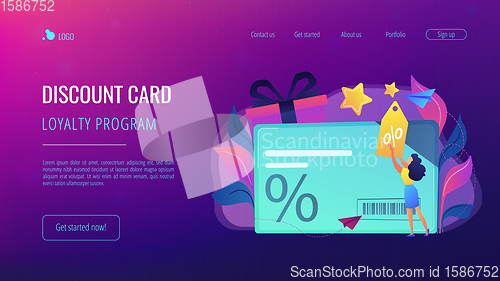 Image of Discount and loyalty cardconcept landing page.