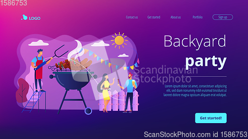 Image of Backyard party concept landing page.