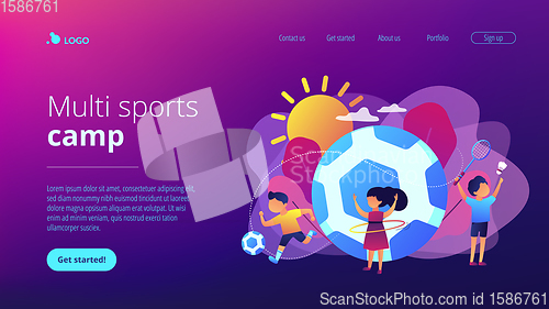 Image of Sport summer camp concept landing page.