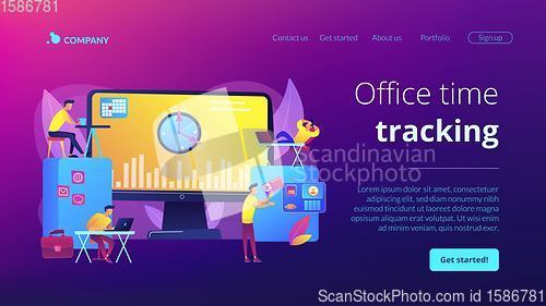 Image of Time and attendance tracking system concept landing page