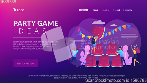 Image of Party game concept landing page.