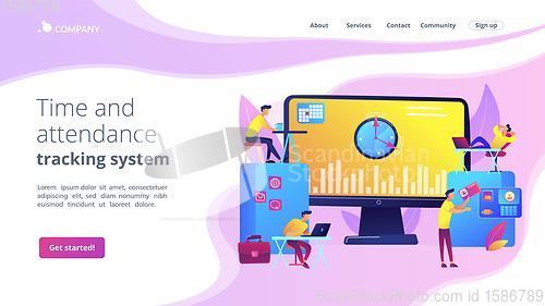 Image of Time and attendance tracking system concept landing page