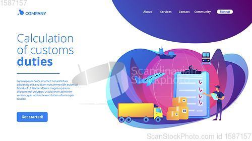Image of Customs clearance concept landing page