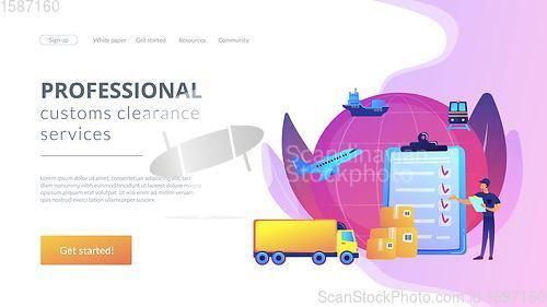 Image of Customs clearance concept landing page