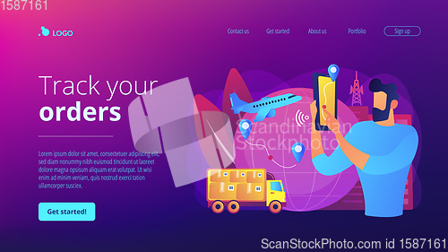 Image of Smart delivery tracking concept landing page.