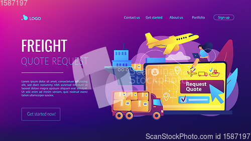 Image of Freight quote request concept landing page