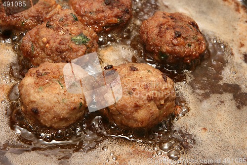 Image of frying meatballs