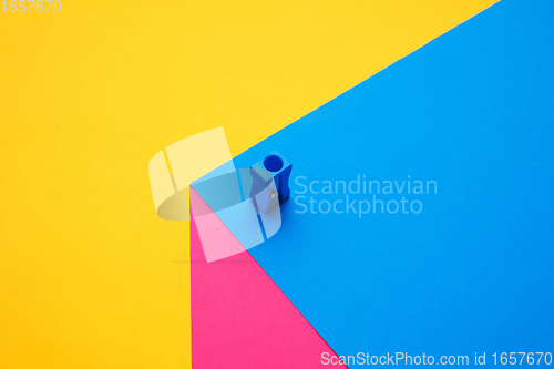 Image of Stationery in bright pop colors with visual illusion effect, modern art