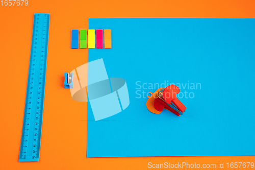 Image of Stationery in bright pop colors with visual illusion effect, modern art