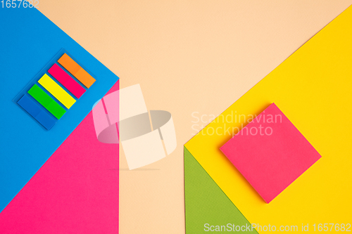 Image of Stationery in bright pop colors with visual illusion effect, modern art