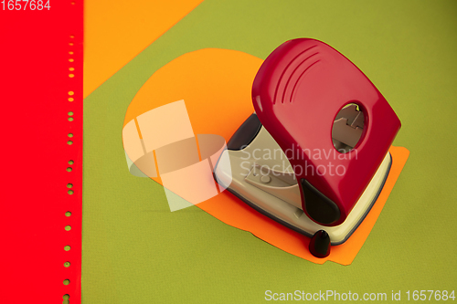 Image of Stationery in bright pop colors with visual illusion effect, modern art