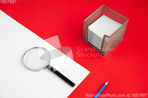 Image of Stationery in bright pop colors with visual illusion effect, modern art