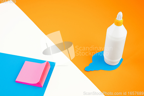 Image of Stationery in bright pop colors with visual illusion effect, modern art