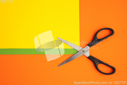 Image of Stationery in bright pop colors with visual illusion effect, modern art