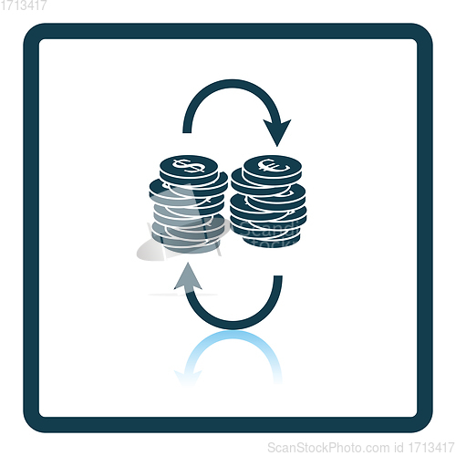 Image of Dollar euro coins stack icon