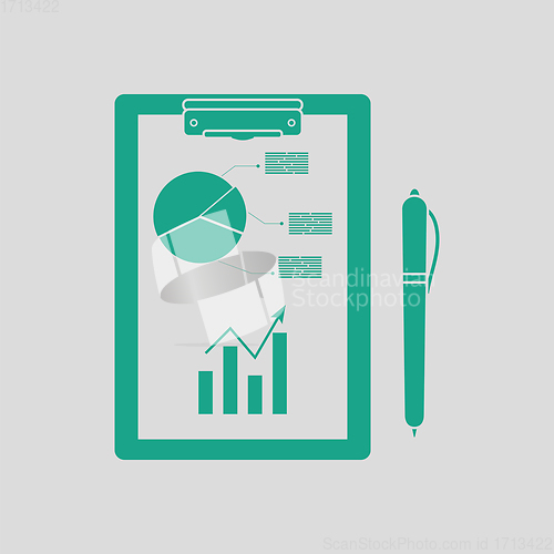 Image of Writing tablet with analytics chart and pen icon