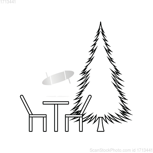 Image of Icon of park seat and pine tree 