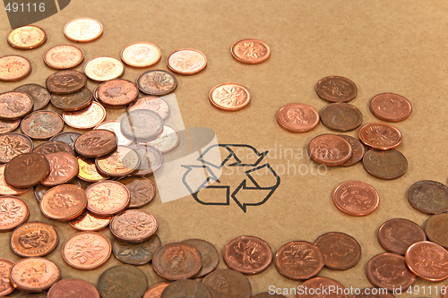 Image of Recycling sign and money