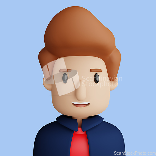 Image of 3D cartoon avatar of smiling caucasian man