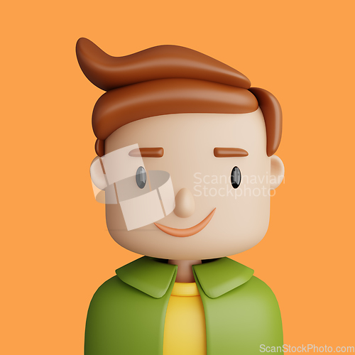 Image of 3D cartoon avatar of smiling caucasian man