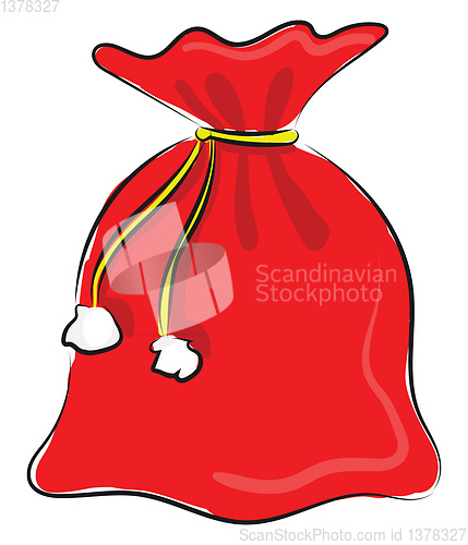 Image of Image of bag of Santa Claus, vector or color illustration.
