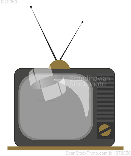 Image of Clipart of an old fashioned TV with two attachable antennas set 