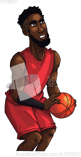 Image of Basketball player in a red jersey, illustration, vector on white