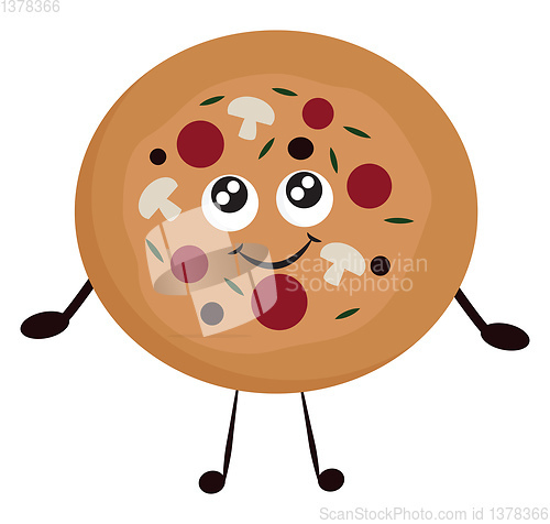 Image of Cute pizza, vector or color illustration.