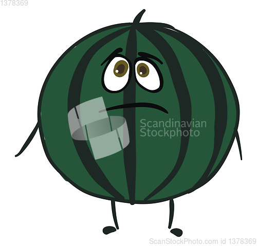 Image of Image of dejected watermelon, vector or color illustration.