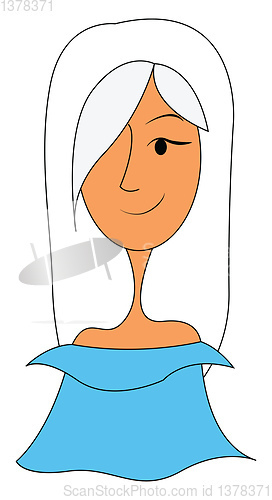 Image of Clipart of a beautiful smiling girl having white hair, vector or