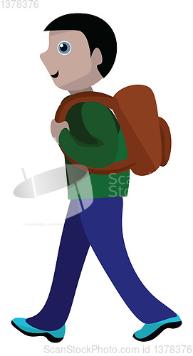 Image of School going boy, vector or color illustration.