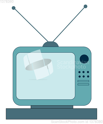 Image of A blue TV, vector or color illustration.