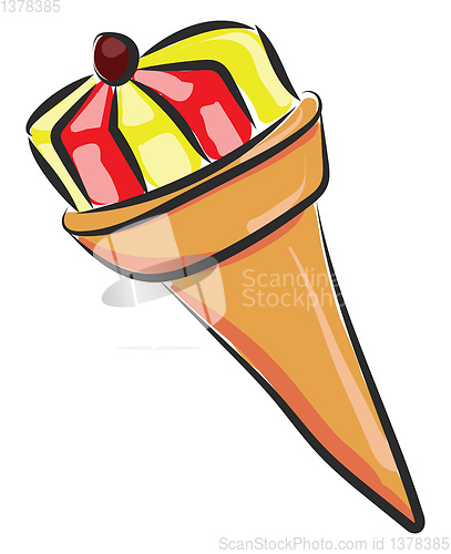 Image of Yellow and red ice cream, vector or color illustration.