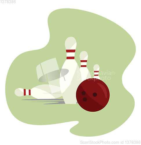 Image of Image of bowling -ball - pins, vector or color illustration.