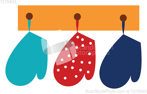Image of Kitchen mittens, vector or color illustration.