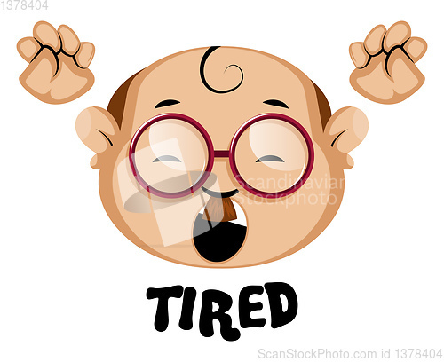 Image of Human emoji with tired expression, illustration, vector on white