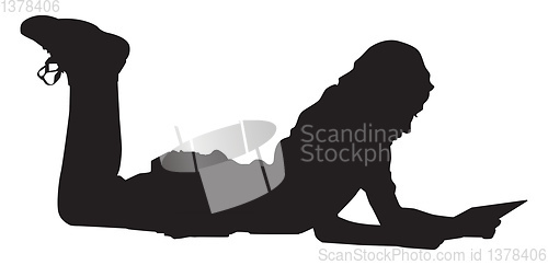 Image of Silhouette of a girl lying on the floor, illustration, vector on